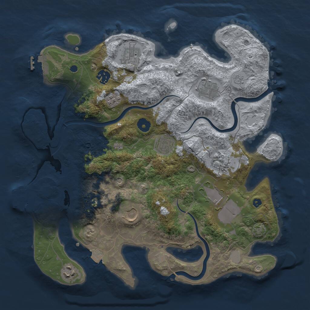 Rust Map: Procedural Map, Size: 3500, Seed: 293754756, 15 Monuments
