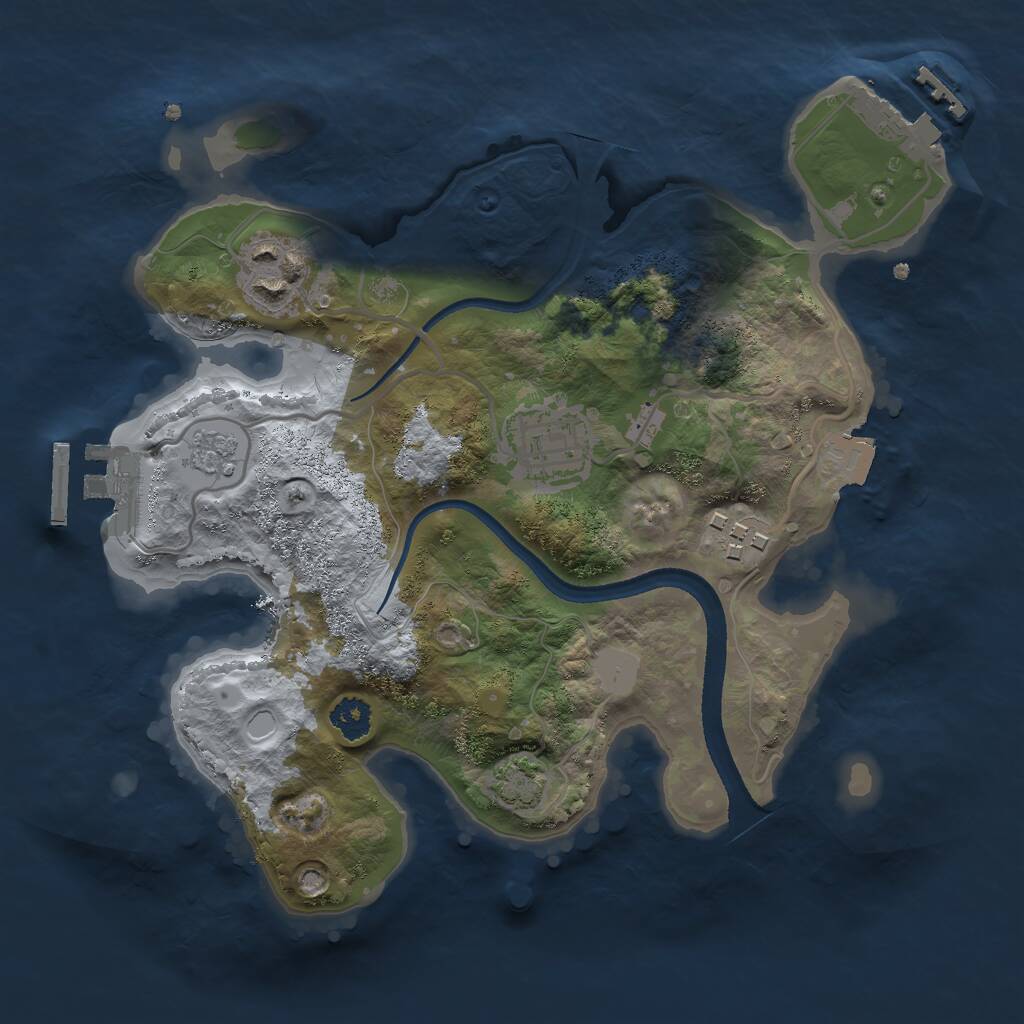 Rust Map: Procedural Map, Size: 2500, Seed: 672229847, 8 Monuments