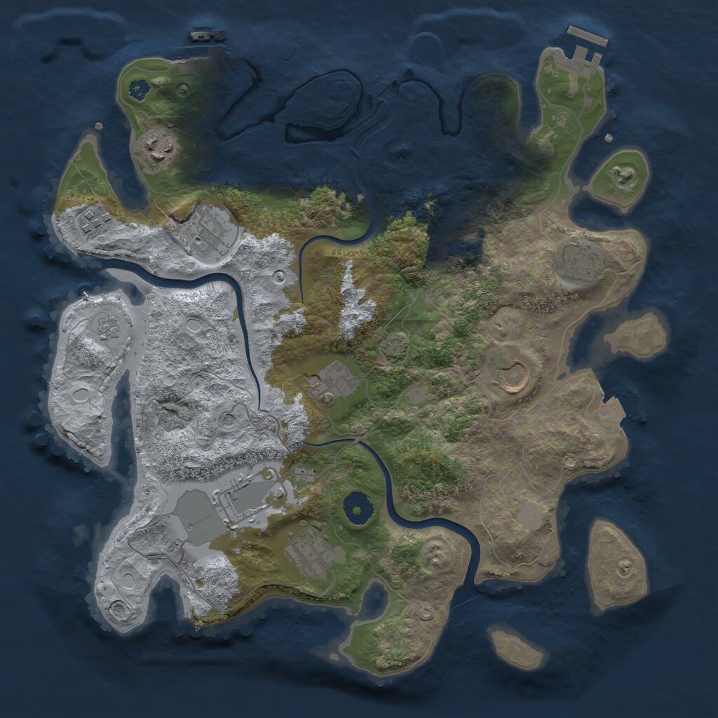 Rust Map: Procedural Map, Size: 3500, Seed: 573740513, 14 Monuments