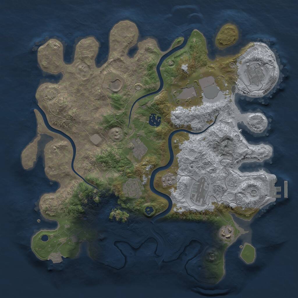 Rust Map: Procedural Map, Size: 3500, Seed: 1185418973, 14 Monuments