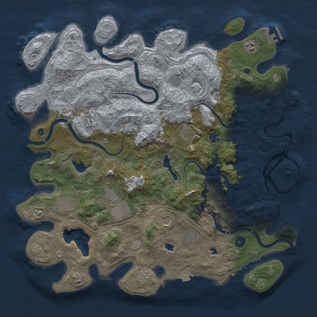 Rust Map: Procedural Map, Size: 4500, Seed: 2092513445, 16 Monuments