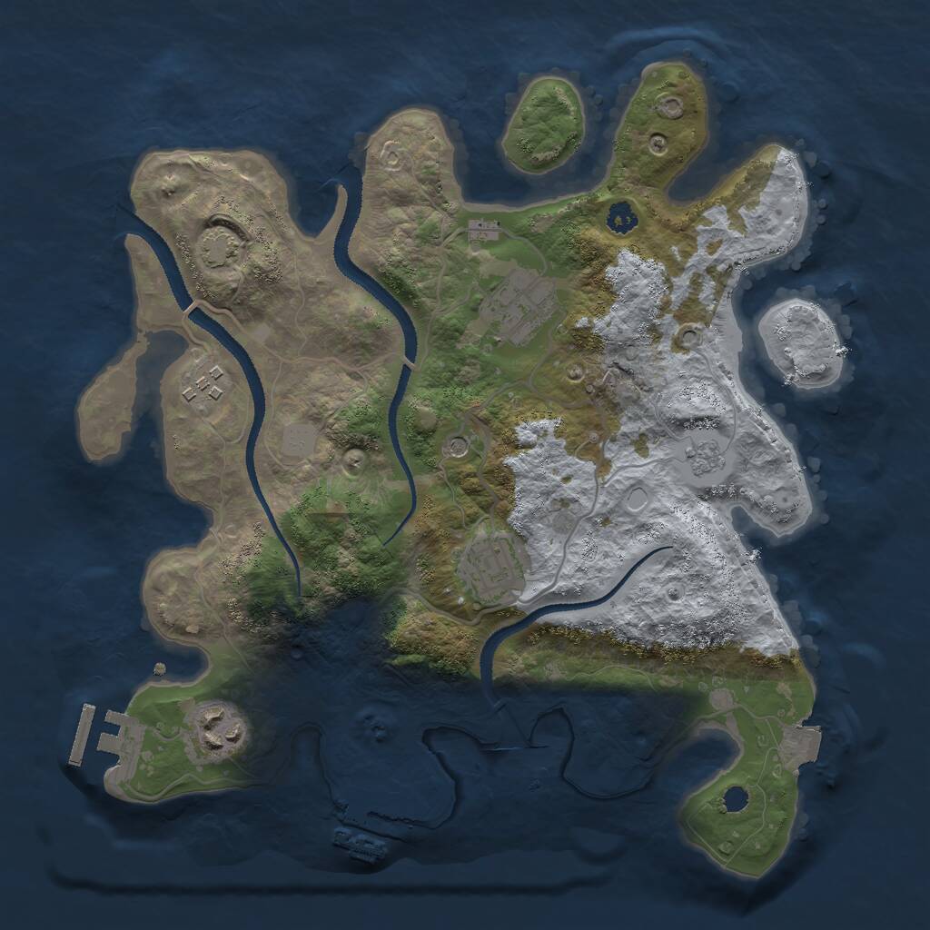 Rust Map: Procedural Map, Size: 3000, Seed: 1185418973, 10 Monuments