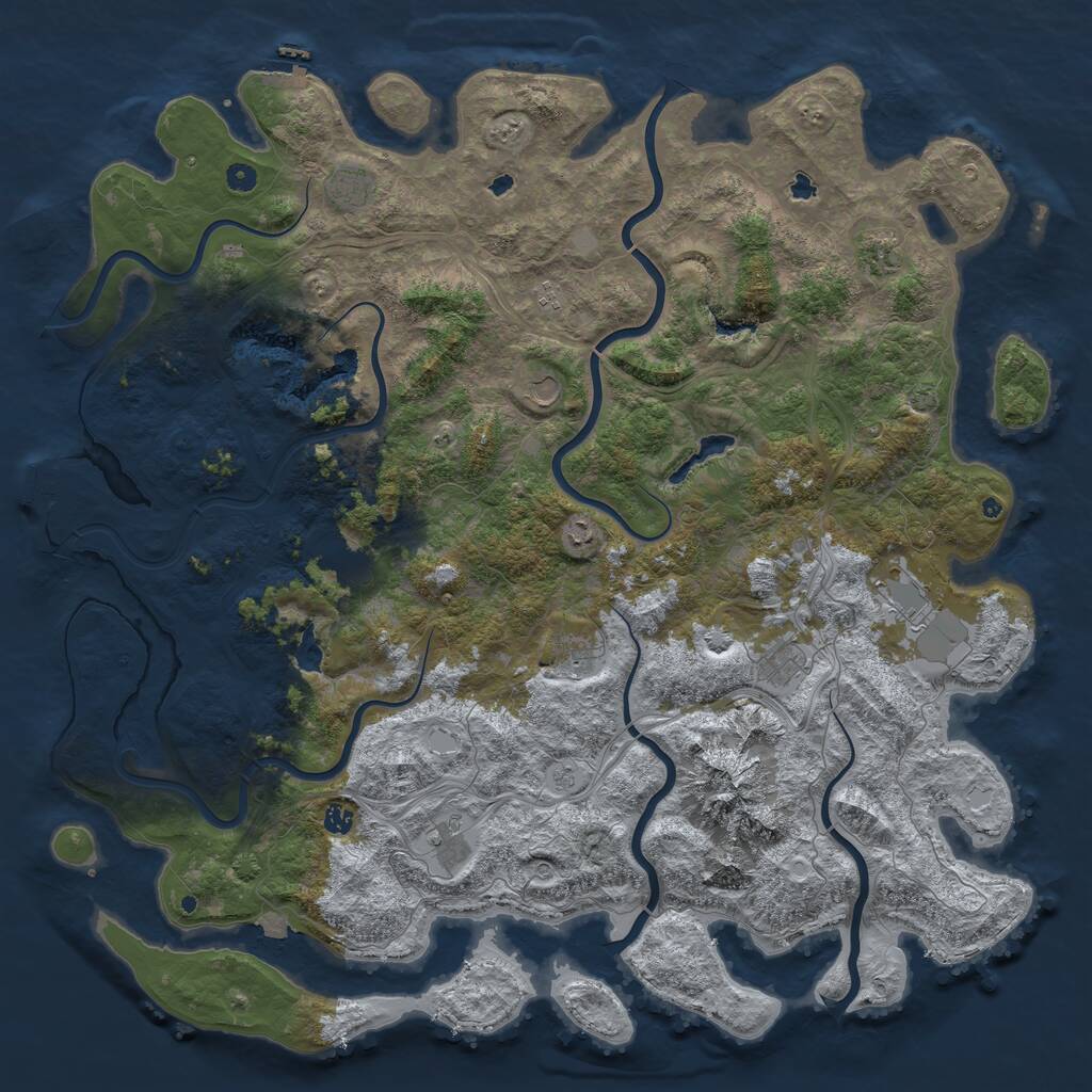 Rust Map: Procedural Map, Size: 5500, Seed: 168371465, 17 Monuments