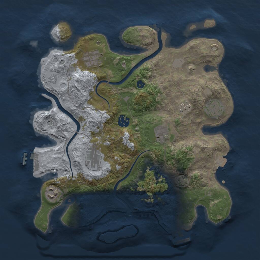 Rust Map: Procedural Map, Size: 3250, Seed: 446576161, 13 Monuments