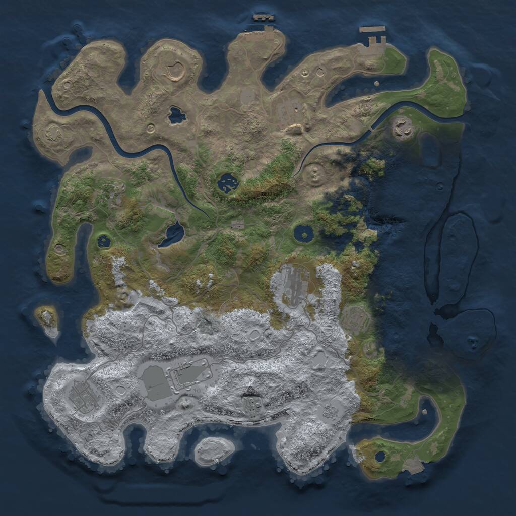 Rust Map: Procedural Map, Size: 4000, Seed: 2119557385, 16 Monuments