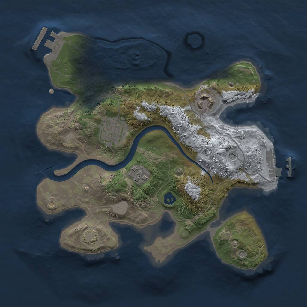 Rust Map: Procedural Map, Size: 2500, Seed: 4372491, 8 Monuments