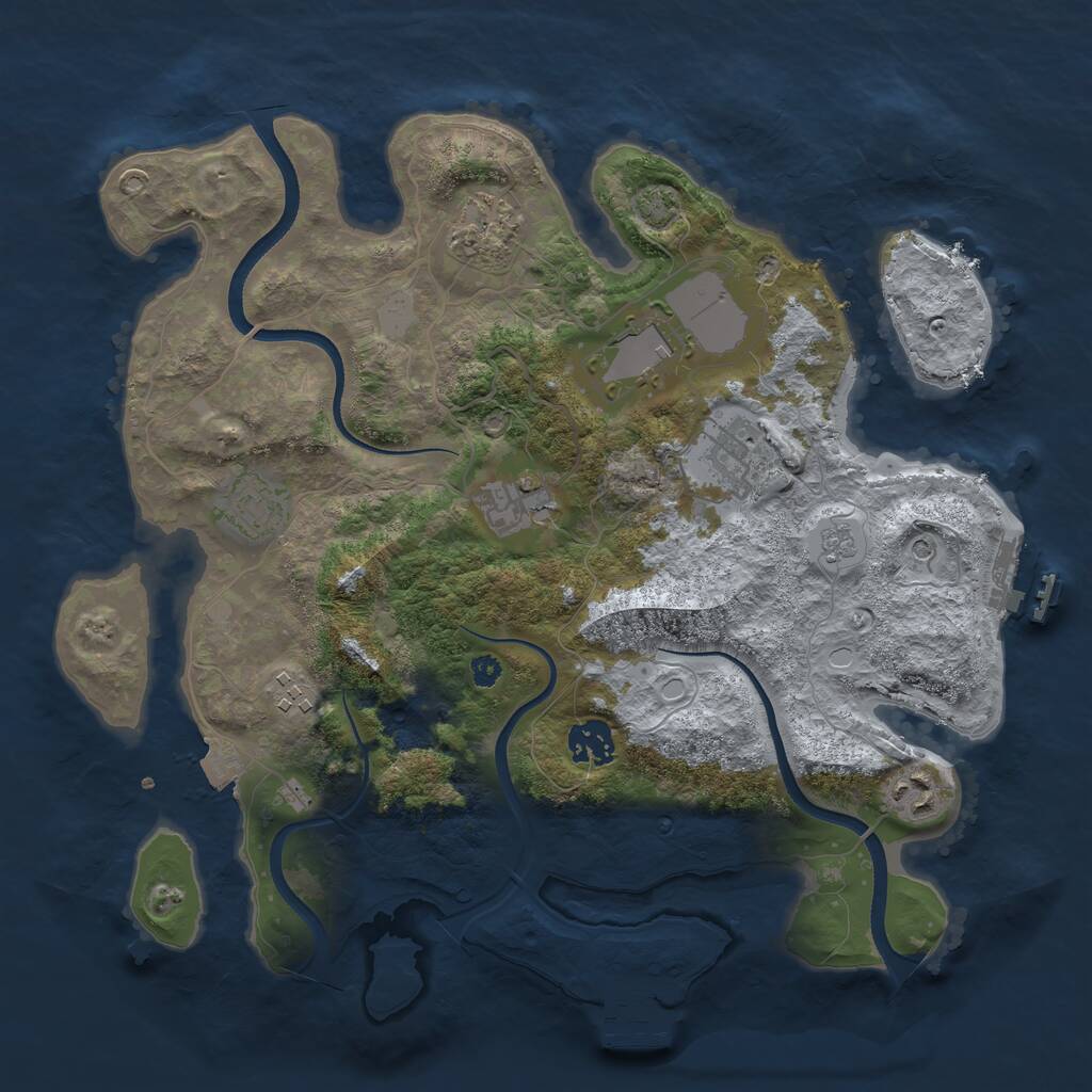 Rust Map: Procedural Map, Size: 3500, Seed: 934157281, 14 Monuments