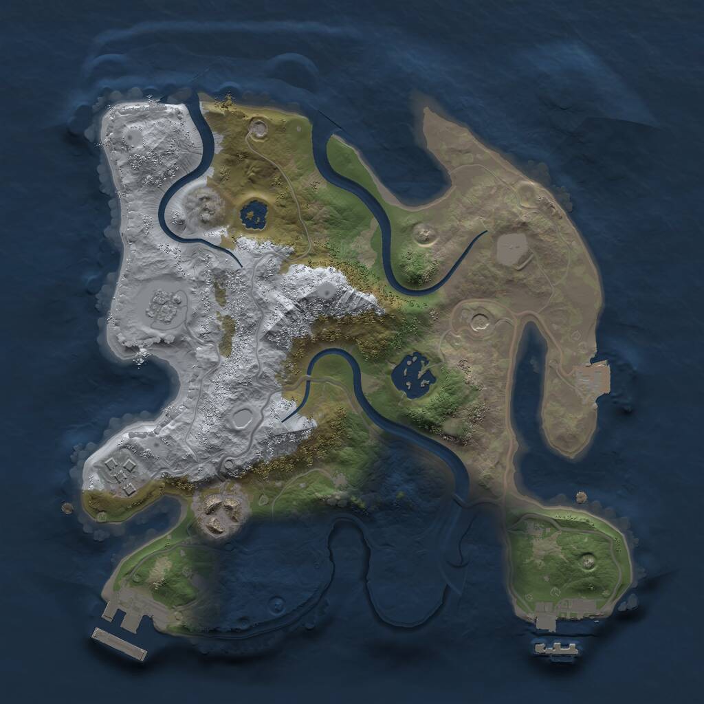 Rust Map: Procedural Map, Size: 2500, Seed: 486328296, 8 Monuments