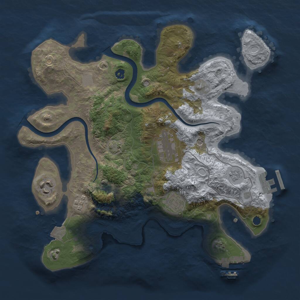 Rust Map: Procedural Map, Size: 3000, Seed: 1050854270, 10 Monuments