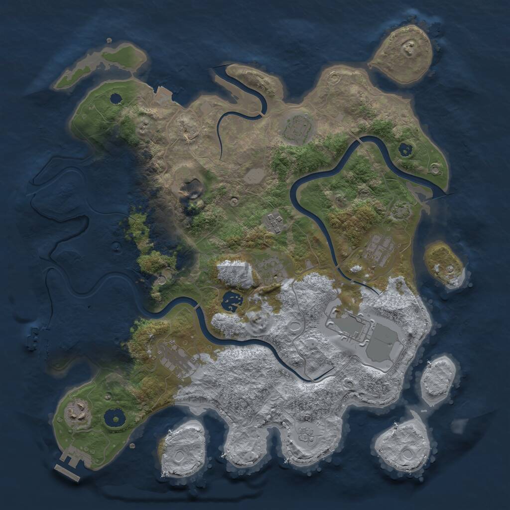 Rust Map: Procedural Map, Size: 3750, Seed: 23363783, 15 Monuments
