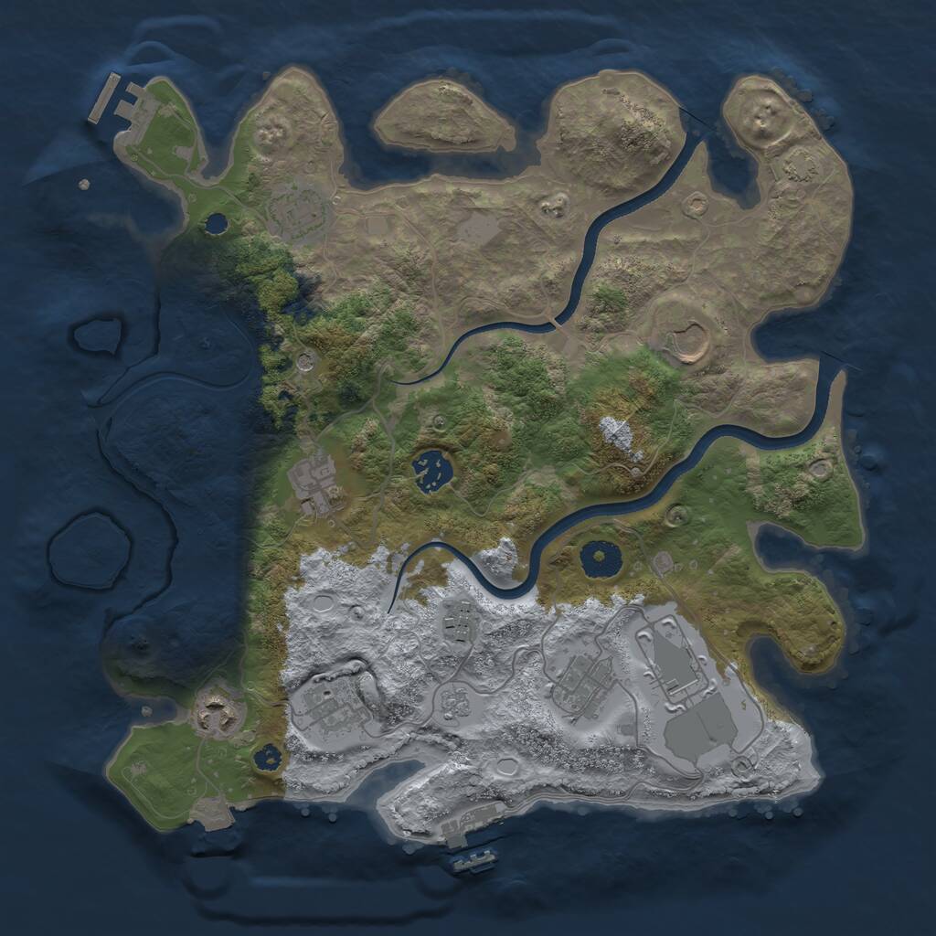 Rust Map: Procedural Map, Size: 3500, Seed: 1693391733, 15 Monuments