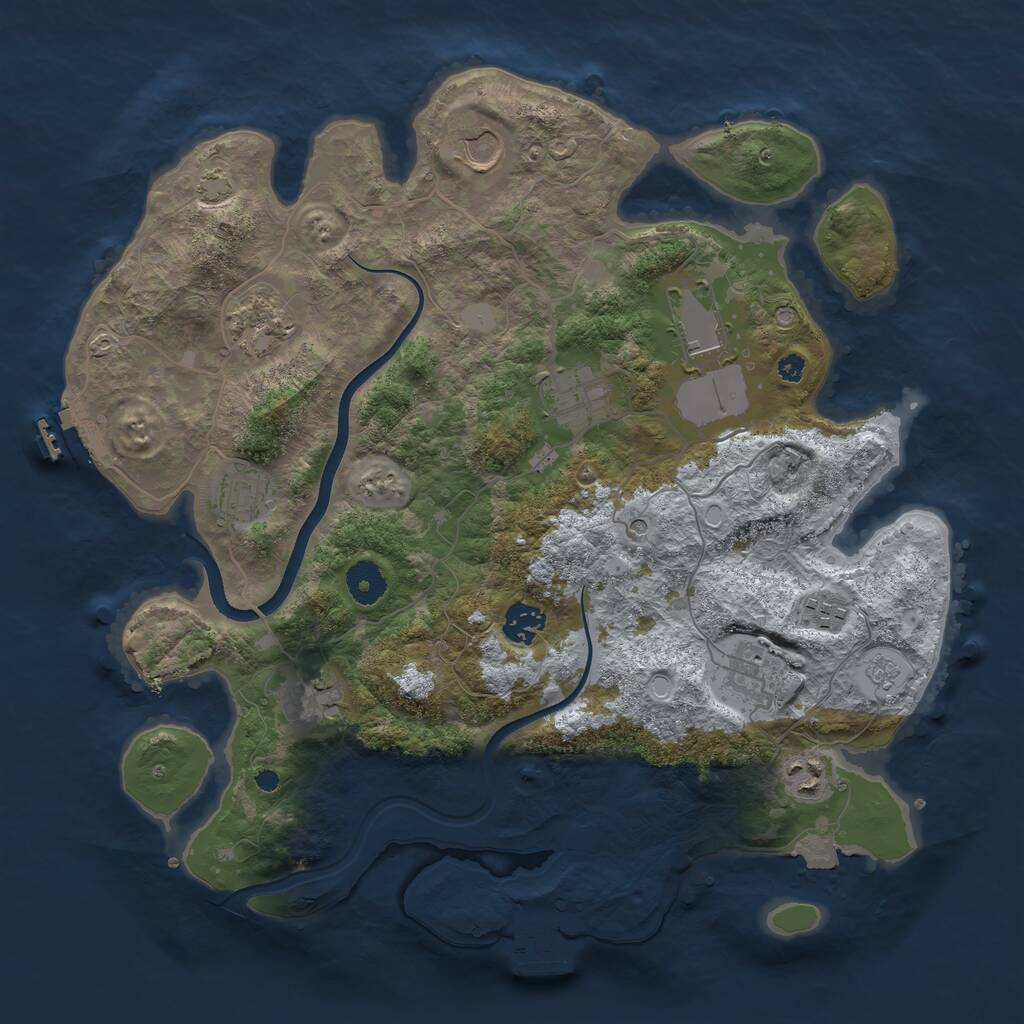 Rust Map: Procedural Map, Size: 3750, Seed: 743155220, 16 Monuments