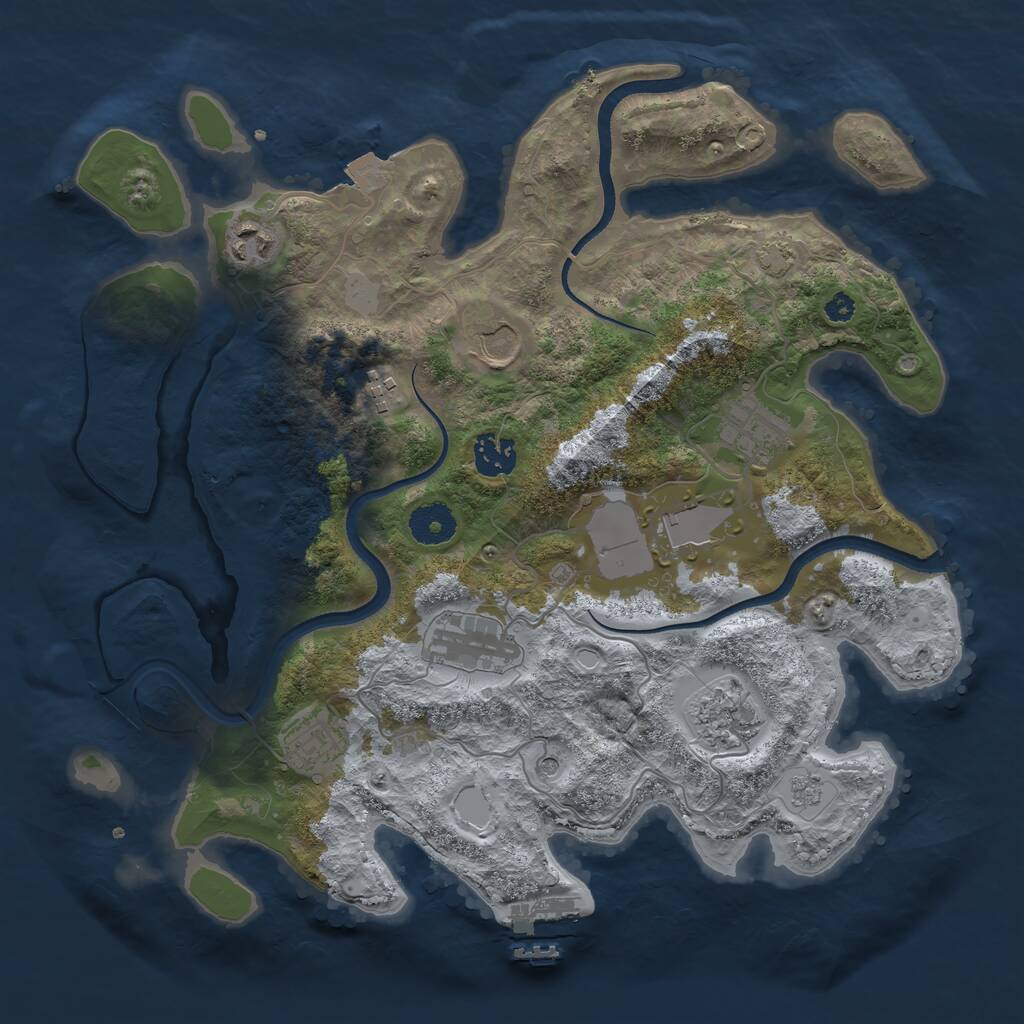 Rust Map: Procedural Map, Size: 3500, Seed: 96599606, 14 Monuments