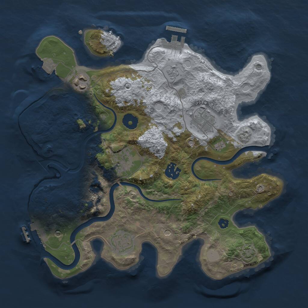 Rust Map: Procedural Map, Size: 3000, Seed: 1989089516, 12 Monuments