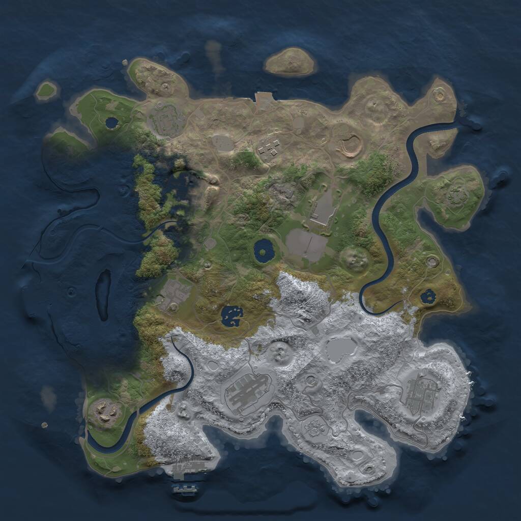Rust Map: Procedural Map, Size: 3500, Seed: 833249506, 16 Monuments
