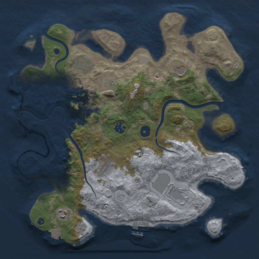 Rust Map: Procedural Map, Size: 3600, Seed: 1686308394, 14 Monuments