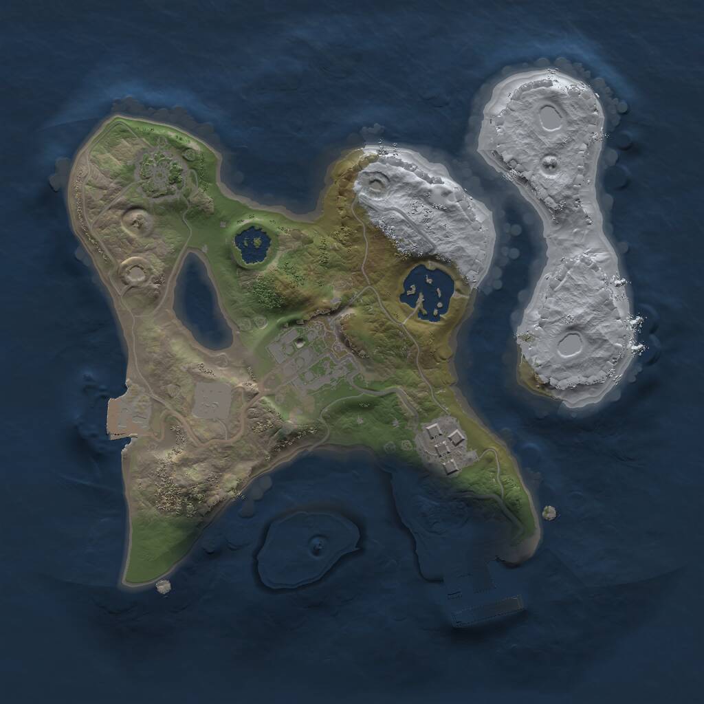 Rust Map: Procedural Map, Size: 2000, Seed: 877459, 6 Monuments
