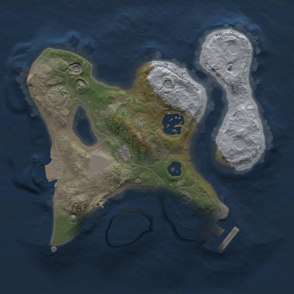 Rust Map: Procedural Map, Size: 2000, Seed: 877459, 5 Monuments