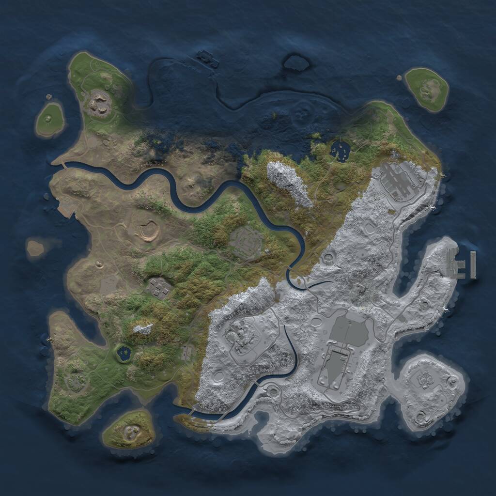 Rust Map: Procedural Map, Size: 3600, Seed: 206, 14 Monuments