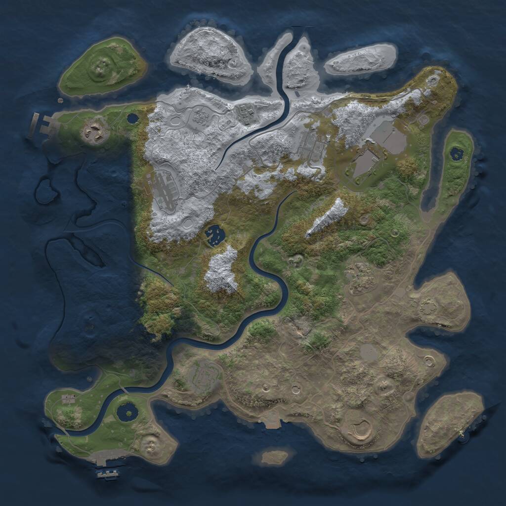Rust Map: Procedural Map, Size: 3800, Seed: 1929656941, 15 Monuments