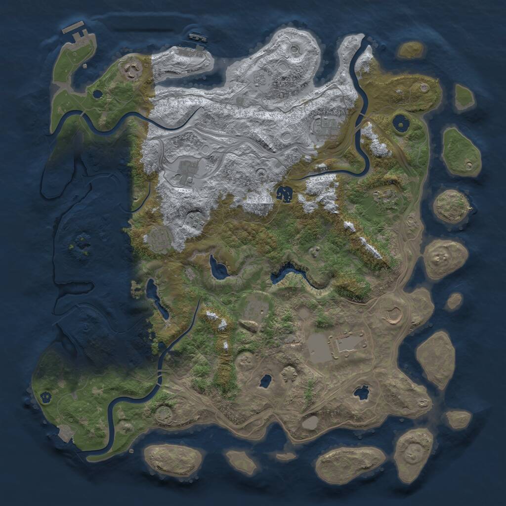 Rust Map: Procedural Map, Size: 4500, Seed: 977428181, 16 Monuments