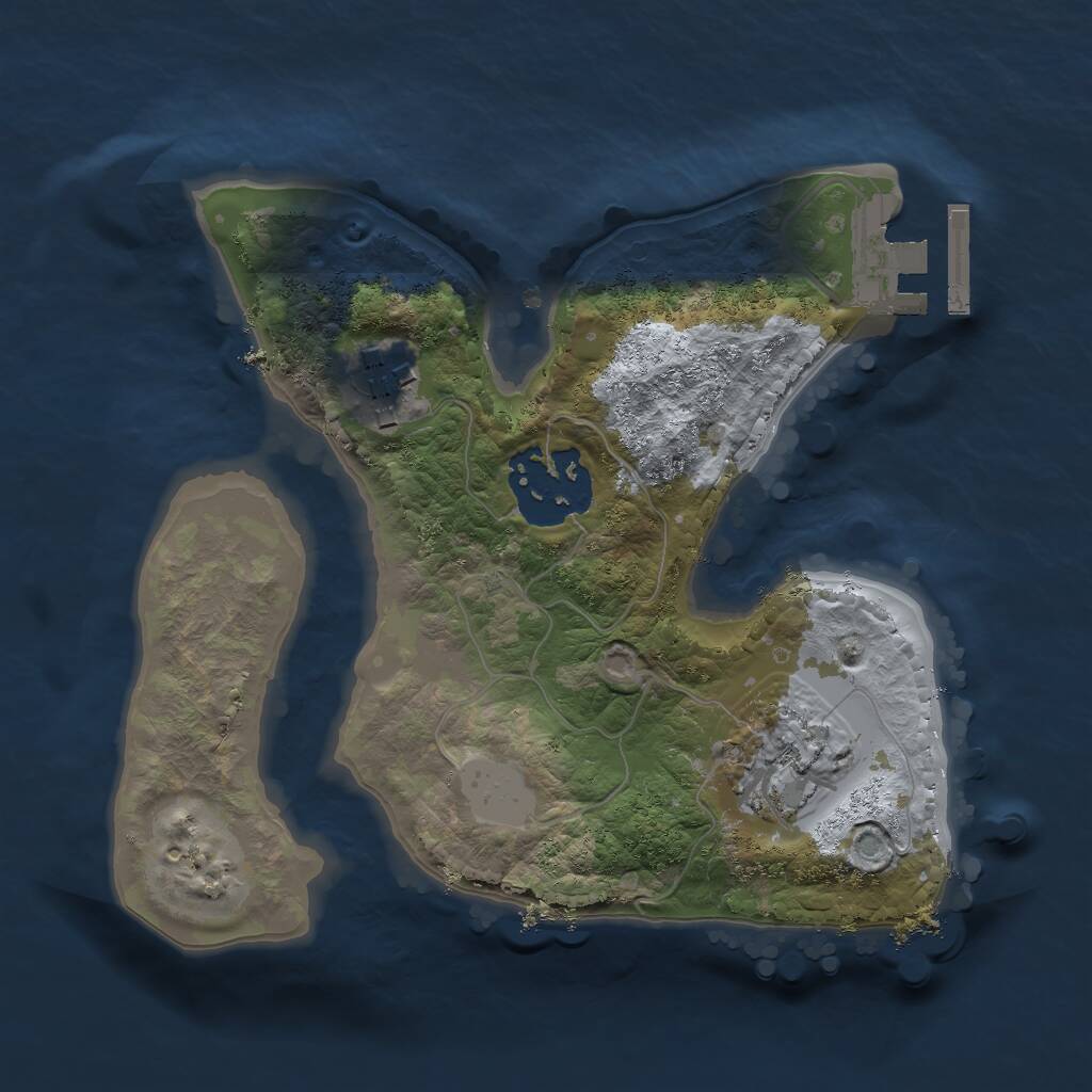 Rust Map: Procedural Map, Size: 2000, Seed: 64825, 5 Monuments