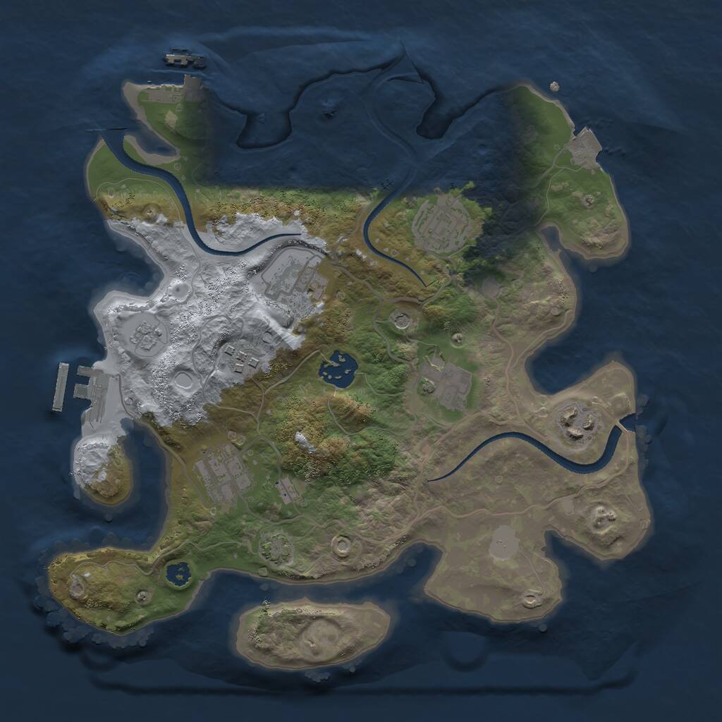 Rust Map: Procedural Map, Size: 3000, Seed: 1145, 13 Monuments