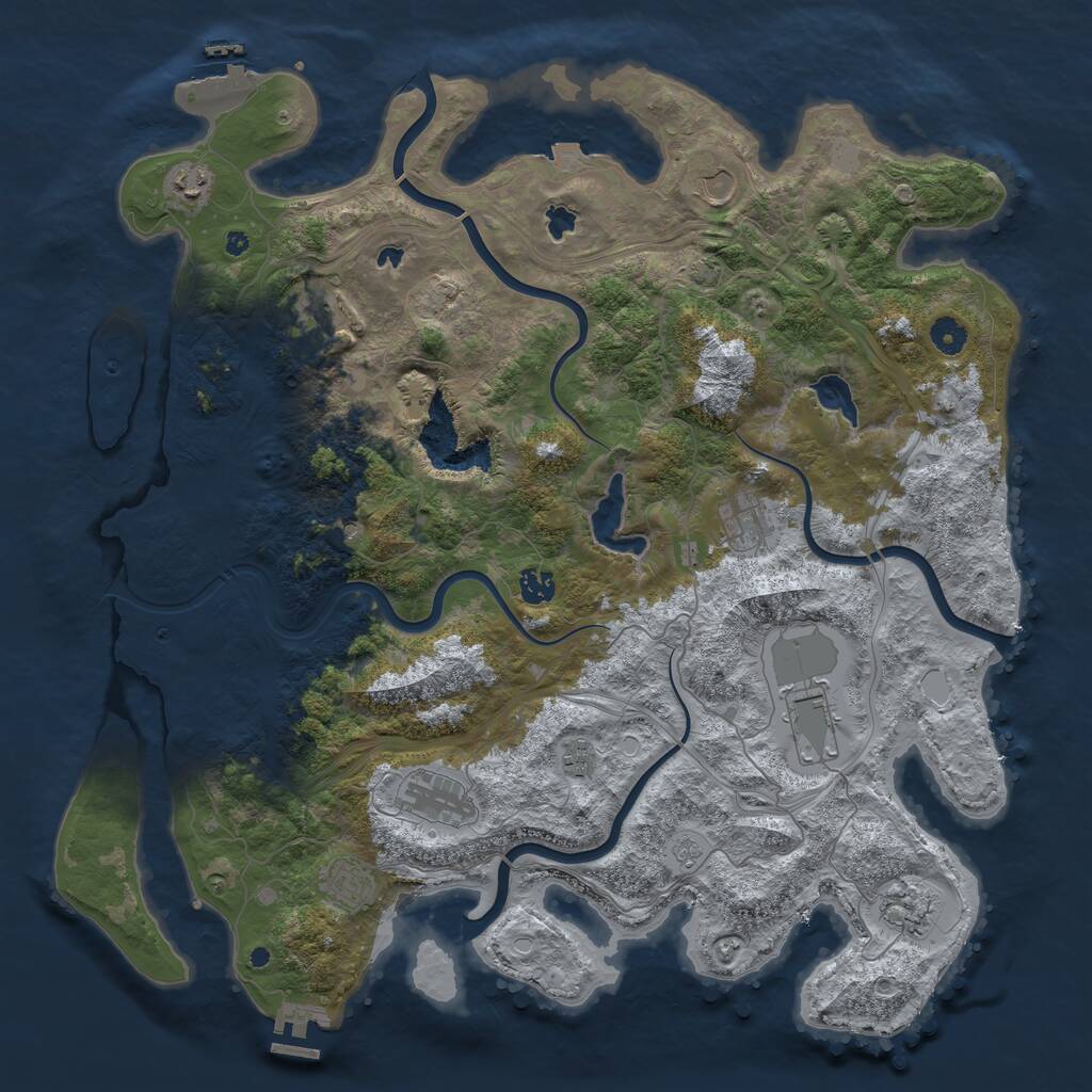 Rust Map: Procedural Map, Size: 4500, Seed: 239518444, 16 Monuments