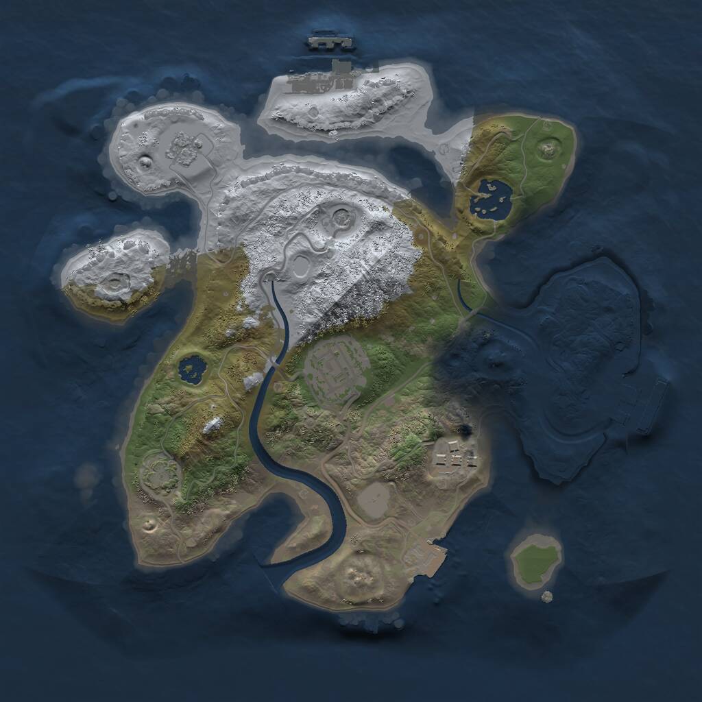 Rust Map: Procedural Map, Size: 2500, Seed: 12155636, 9 Monuments