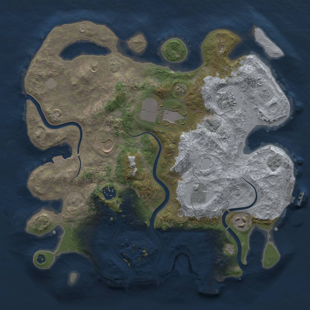 Rust Map: Procedural Map, Size: 3500, Seed: 851688513, 13 Monuments