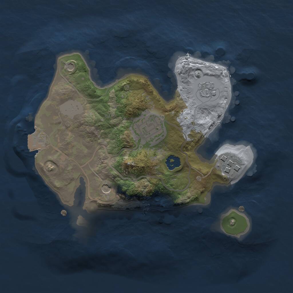 Rust Map: Procedural Map, Size: 2000, Seed: 2104853945, 5 Monuments