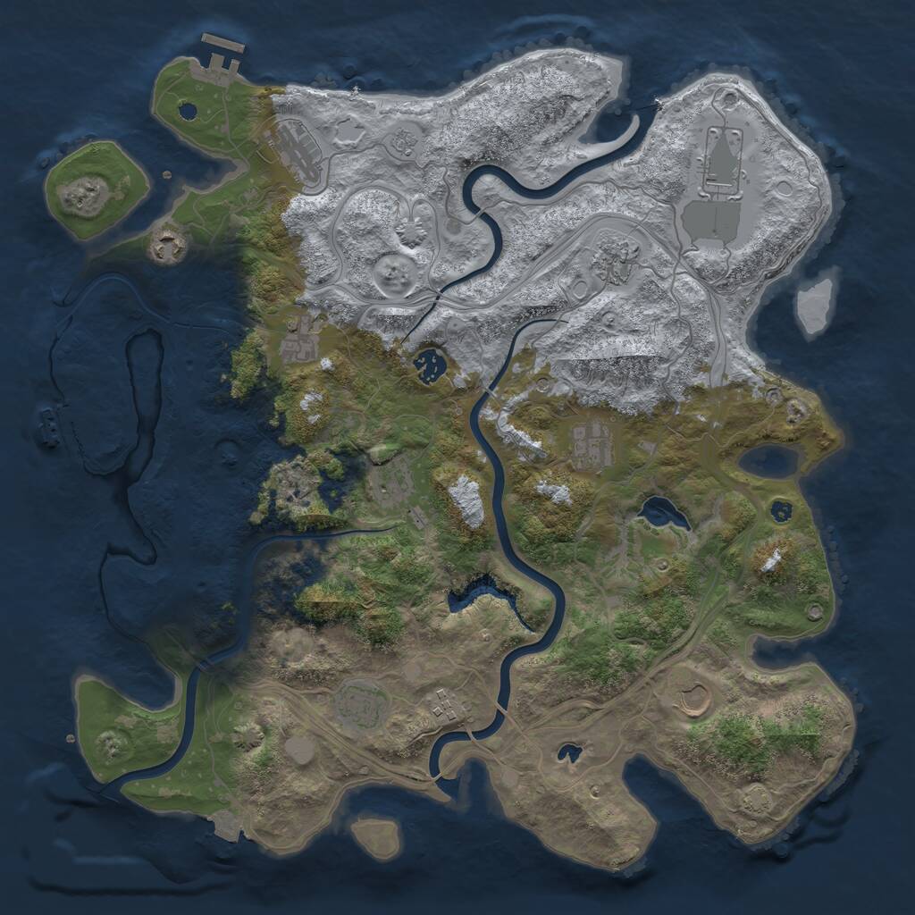 Rust Map: Procedural Map, Size: 4250, Seed: 1888560378, 17 Monuments