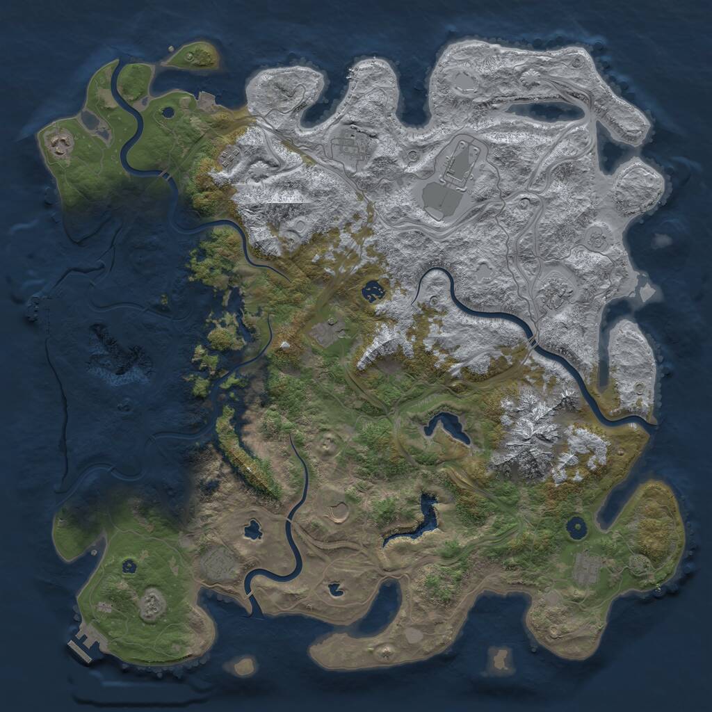 Rust Map: Procedural Map, Size: 5000, Seed: 778083612, 16 Monuments