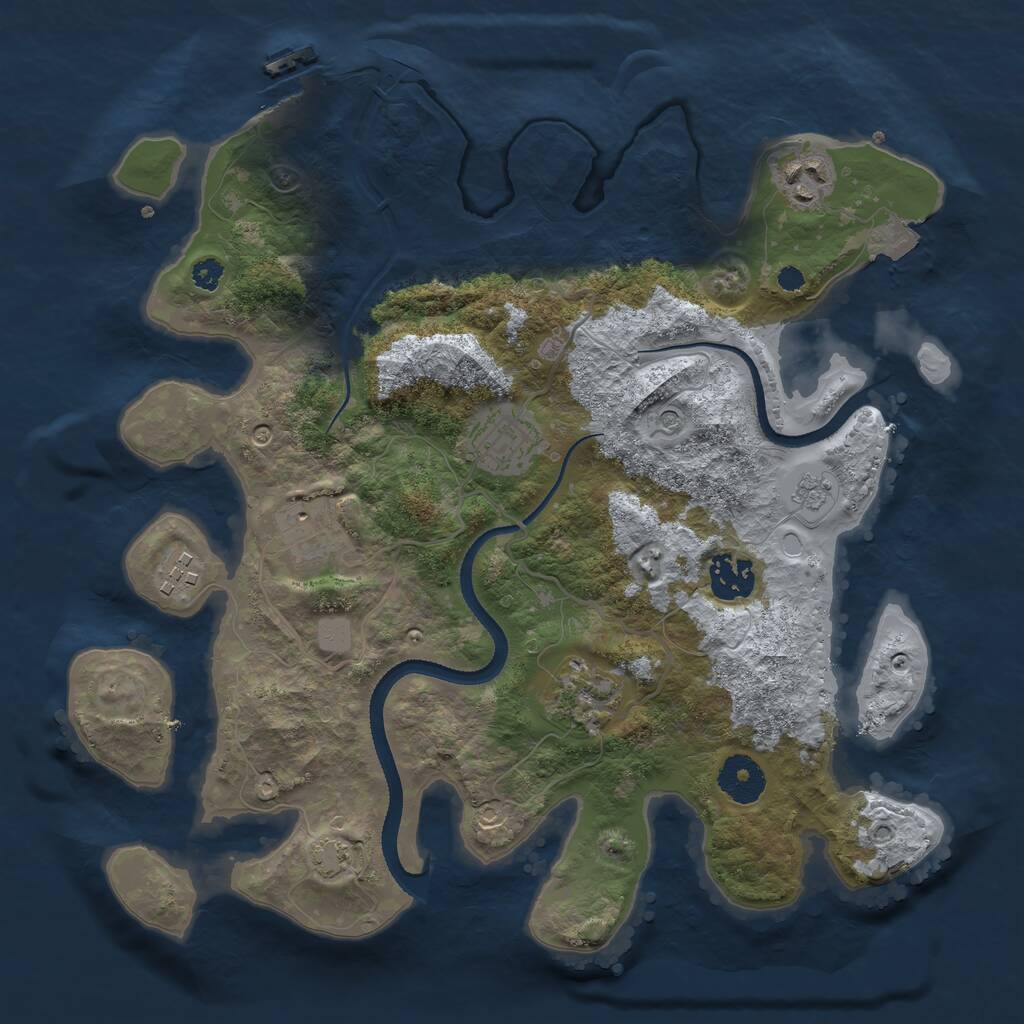 Rust Map: Procedural Map, Size: 3300, Seed: 1690454019, 11 Monuments