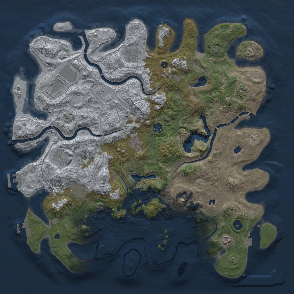 Rust Map: Procedural Map, Size: 4500, Seed: 1072025, 16 Monuments