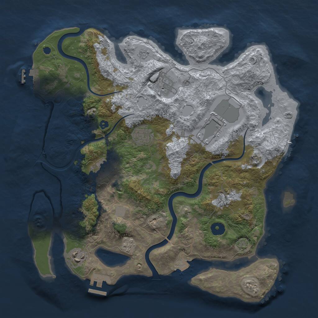 Rust Map: Procedural Map, Size: 3500, Seed: 1040447214, 13 Monuments