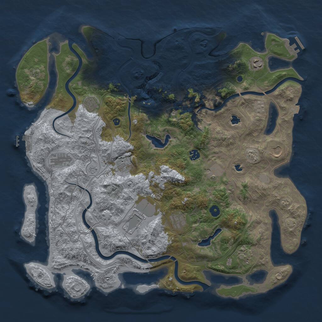 Rust Map: Procedural Map, Size: 4500, Seed: 1724130082, 17 Monuments