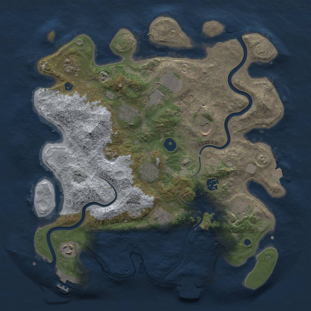 Rust Map: Procedural Map, Size: 3750, Seed: 1511596821, 16 Monuments