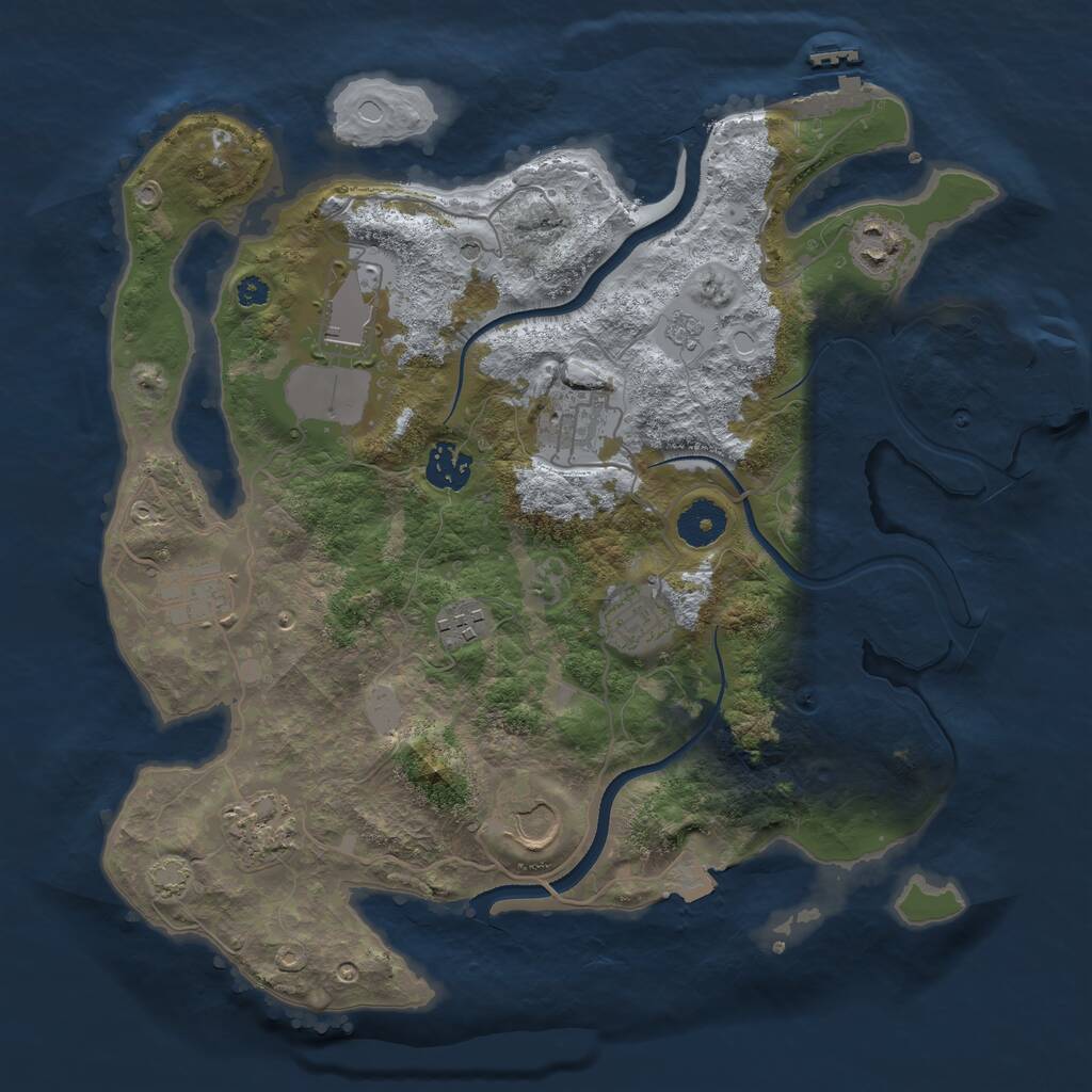 Rust Map: Procedural Map, Size: 3500, Seed: 25502, 15 Monuments