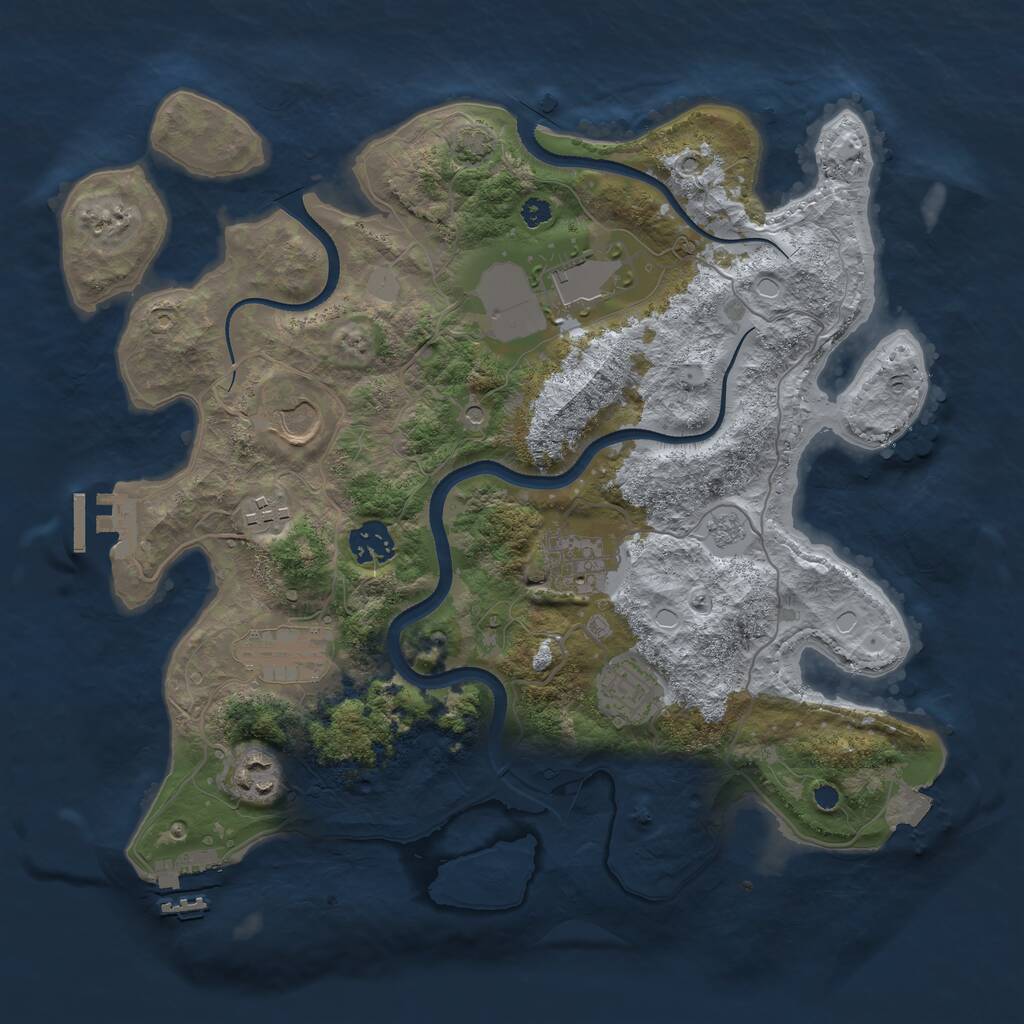 Rust Map: Procedural Map, Size: 3500, Seed: 1642972264, 14 Monuments