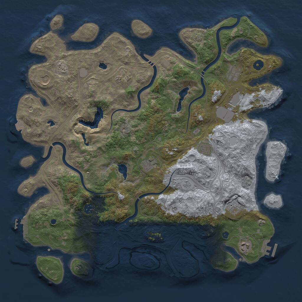 Rust Map: Procedural Map, Size: 4500, Seed: 399586508, 16 Monuments
