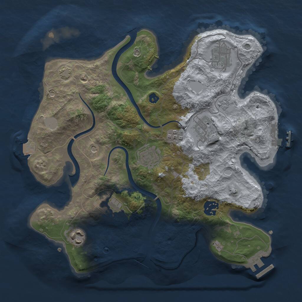 Rust Map: Procedural Map, Size: 3000, Seed: 1099574902, 13 Monuments