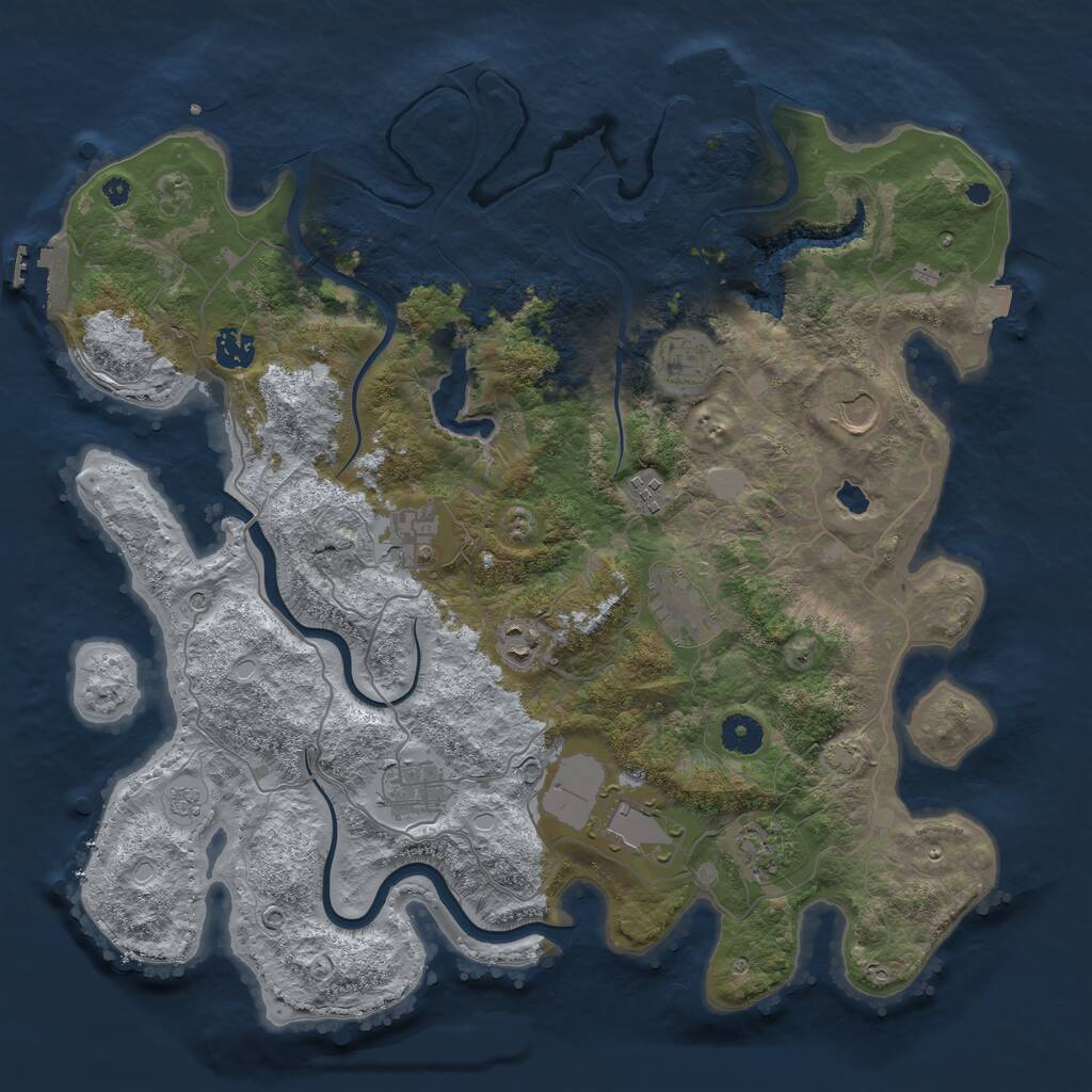 Rust Map: Procedural Map, Size: 4000, Seed: 6543789, 16 Monuments