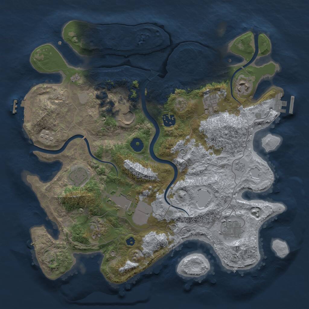 Rust Map: Procedural Map, Size: 3500, Seed: 98732, 15 Monuments
