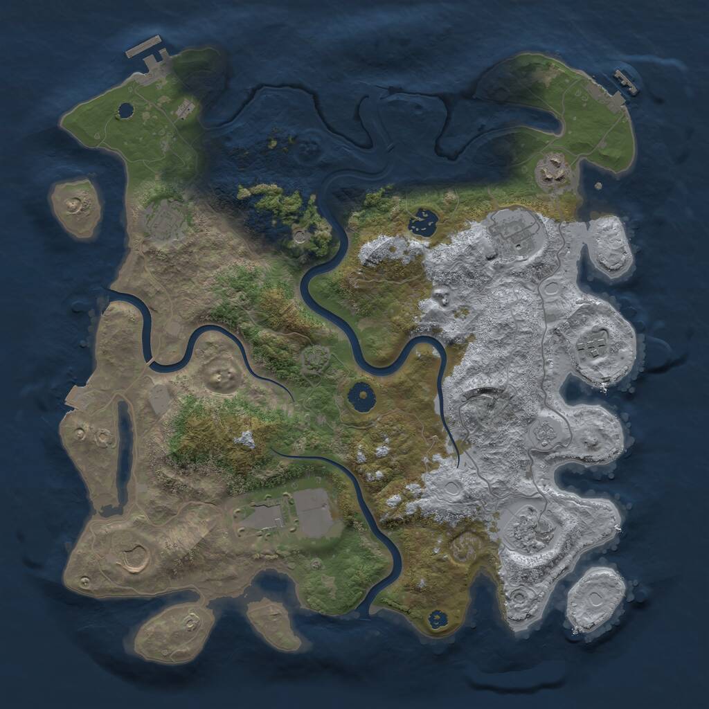 Rust Map: Procedural Map, Size: 3800, Seed: 28145, 14 Monuments