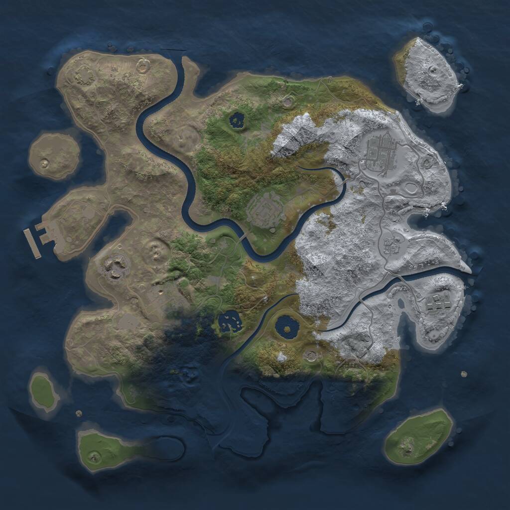 Rust Map: Procedural Map, Size: 3250, Seed: 1493939879, 11 Monuments