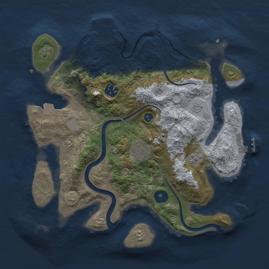 Rust Map: Procedural Map, Size: 3000, Seed: 29301, 9 Monuments