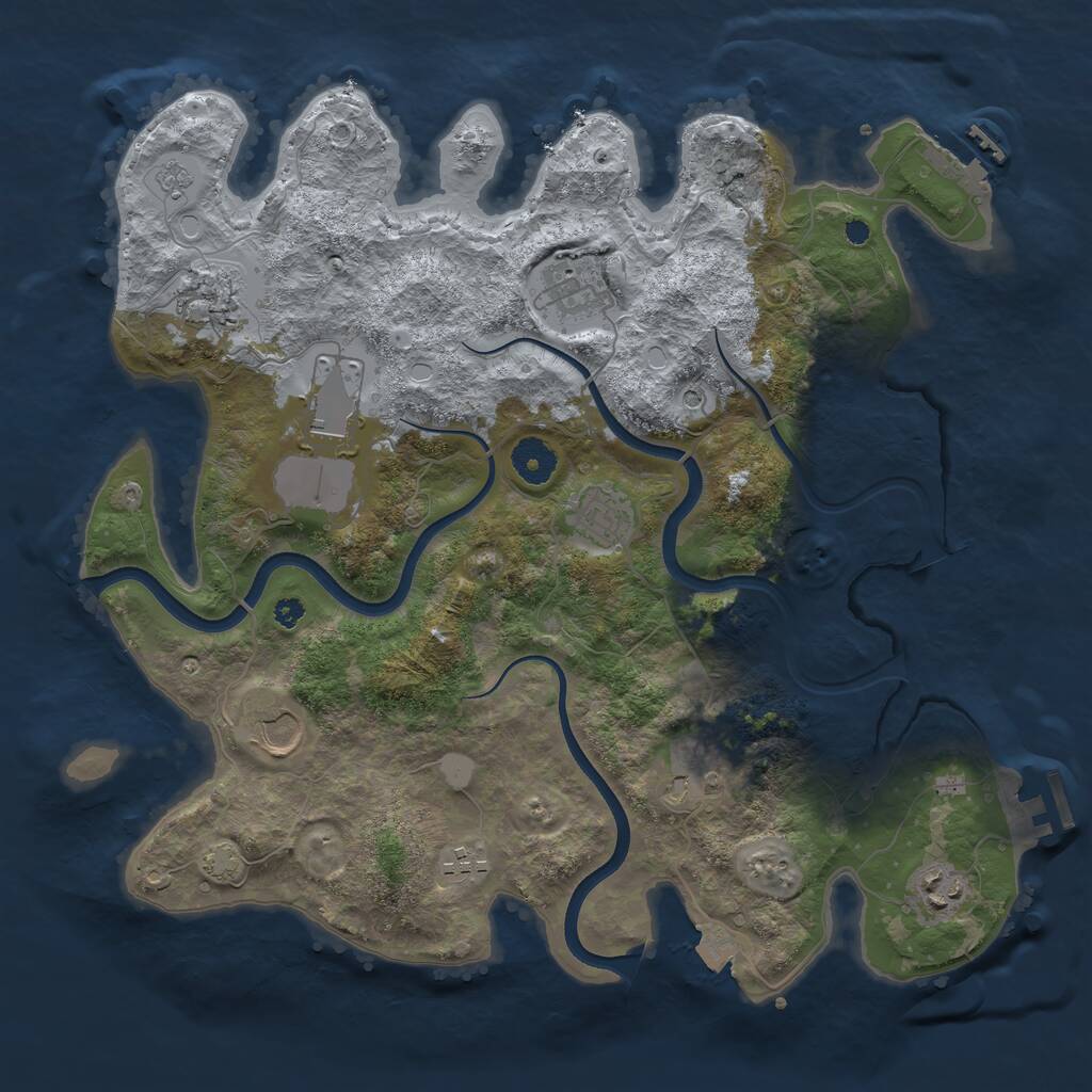 Rust Map: Procedural Map, Size: 3700, Seed: 419370820, 14 Monuments