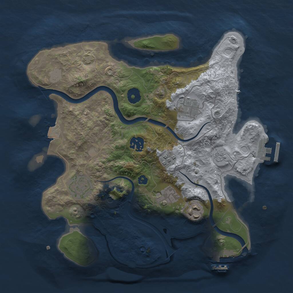 Rust Map: Procedural Map, Size: 3000, Seed: 735889802, 12 Monuments