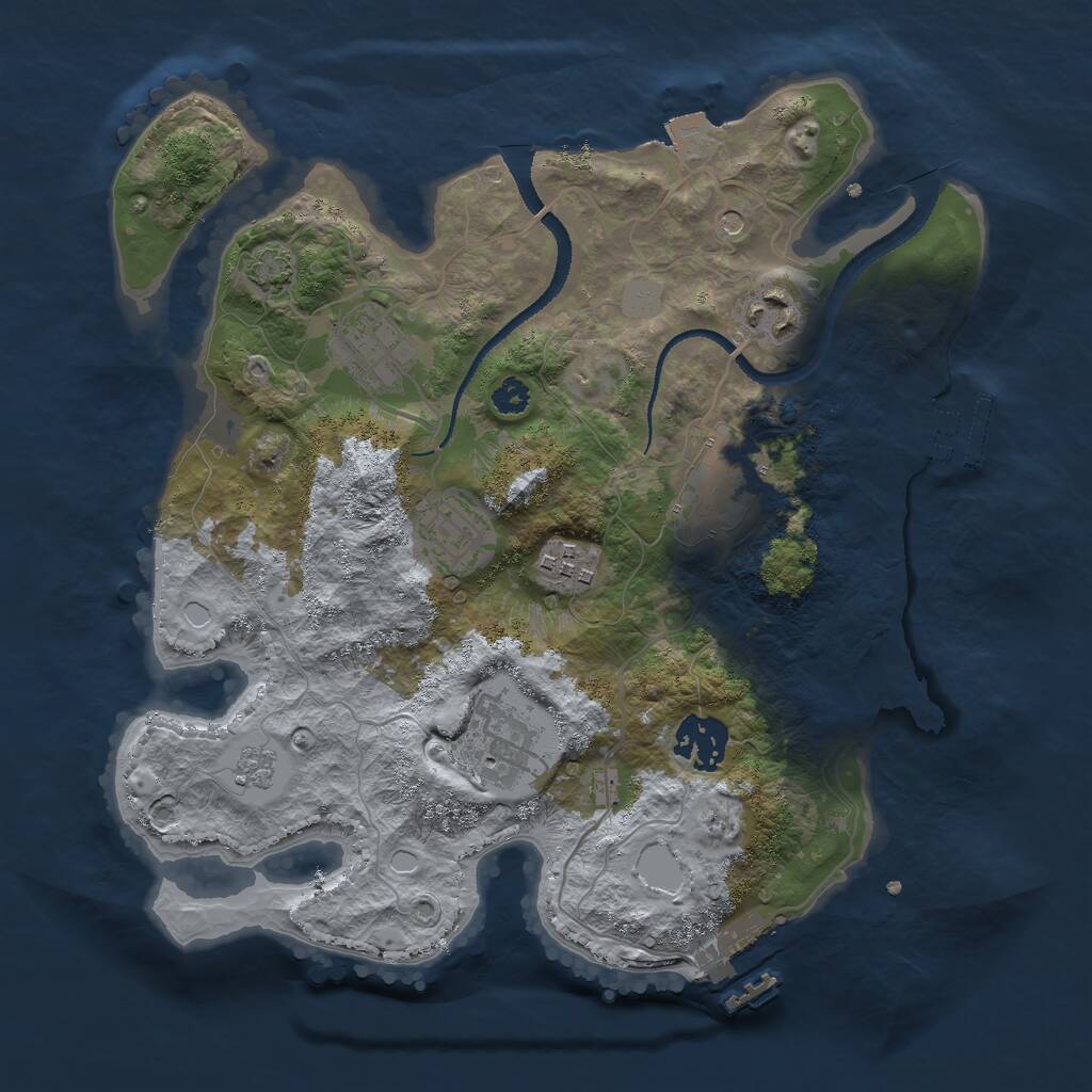 Rust Map: Procedural Map, Size: 3000, Seed: 14750, 13 Monuments